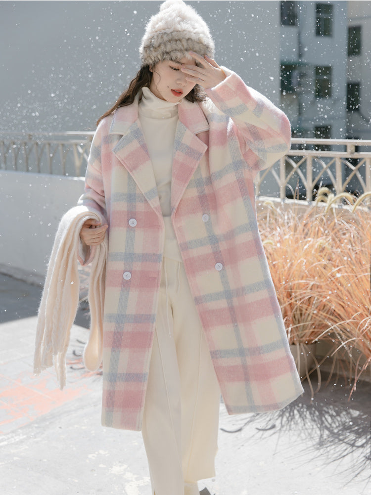 Pink checkered coat best sale