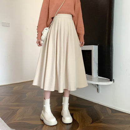 Corduroy Suede Midi Skirt (5 Colors)