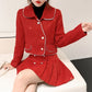 Sequin Tweed Jacket & Skirt Set (Red)