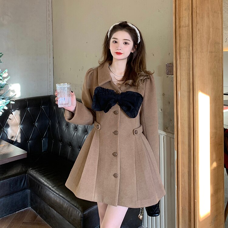 Sweet Bow Dress Coat (2 Colors)