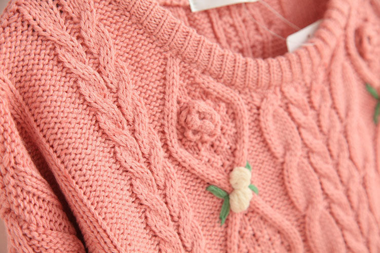 Sweet Rose Cable Knit Sweater (3 Colors)