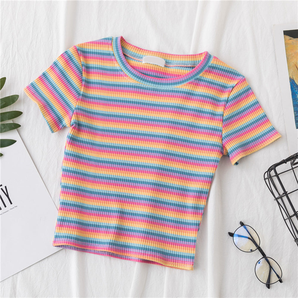 Rainbow Stripe Crop Top 4 Colors