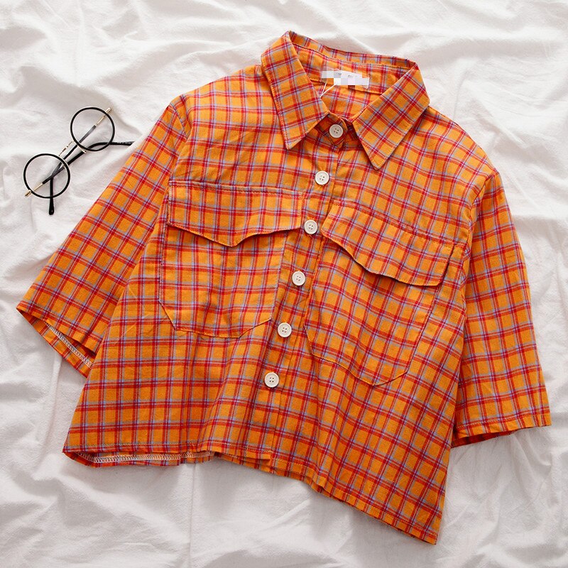 Cropped Plaid Shirt (2 Colors)
