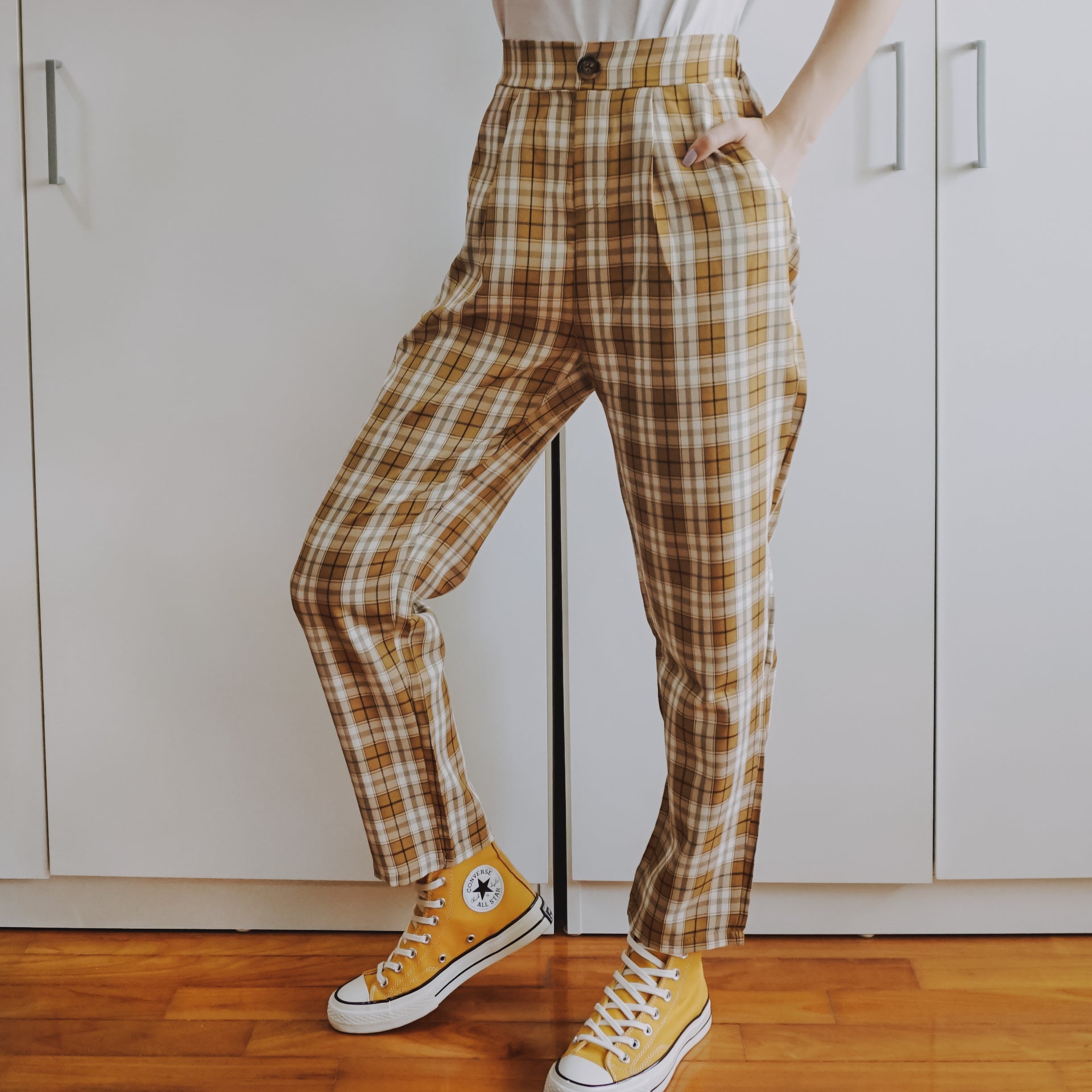 Women Stretchable Fashion Checkered Trouser Candy Pants (815） | Shopee  Philippines