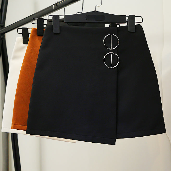 Asymmetrical Metal Ring Skirt (3 Colors)