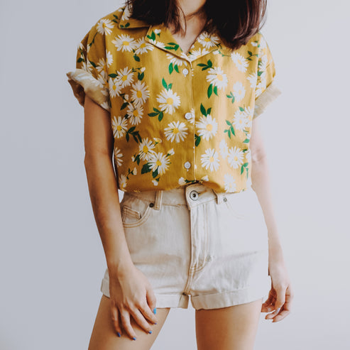 Daisy Button Up Shirt (Yellow) – Megoosta Fashion