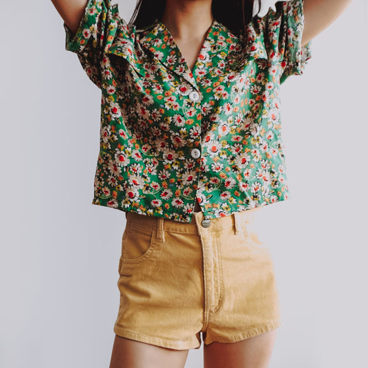 Vintage Daisy Cropped Blouse (3 Colors)
