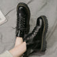 Chunky Lace Up Boots (Black)