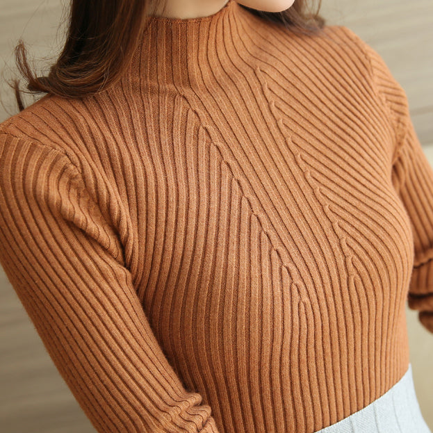 Ribbed Mock Neck Sweater (5 Colors)
