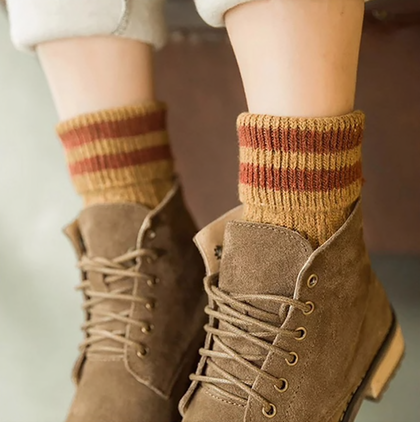 Double Stripe Knitted Socks (4 Colors)