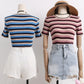 Colorblock Stripe Ribbed Tee (2 Colors)