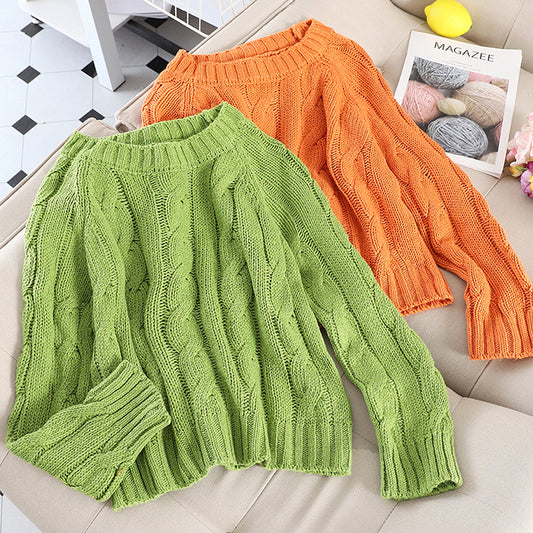 Cable Knit Cropped Knit Sweater (4 Colors)