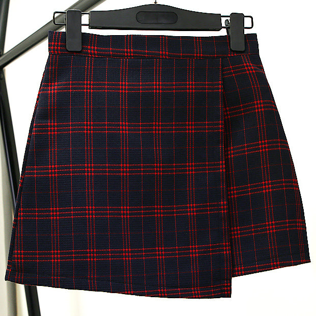 Asymmetrical Plaid Skirt (2 Colors)