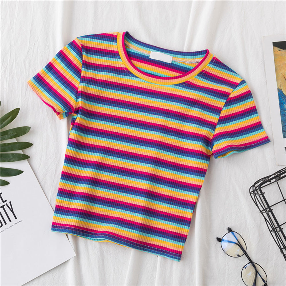 Rainbow Stripe Crop Top (4 Colors) – Megoosta Fashion