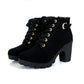 Buckle Lace Up Booties (Black)