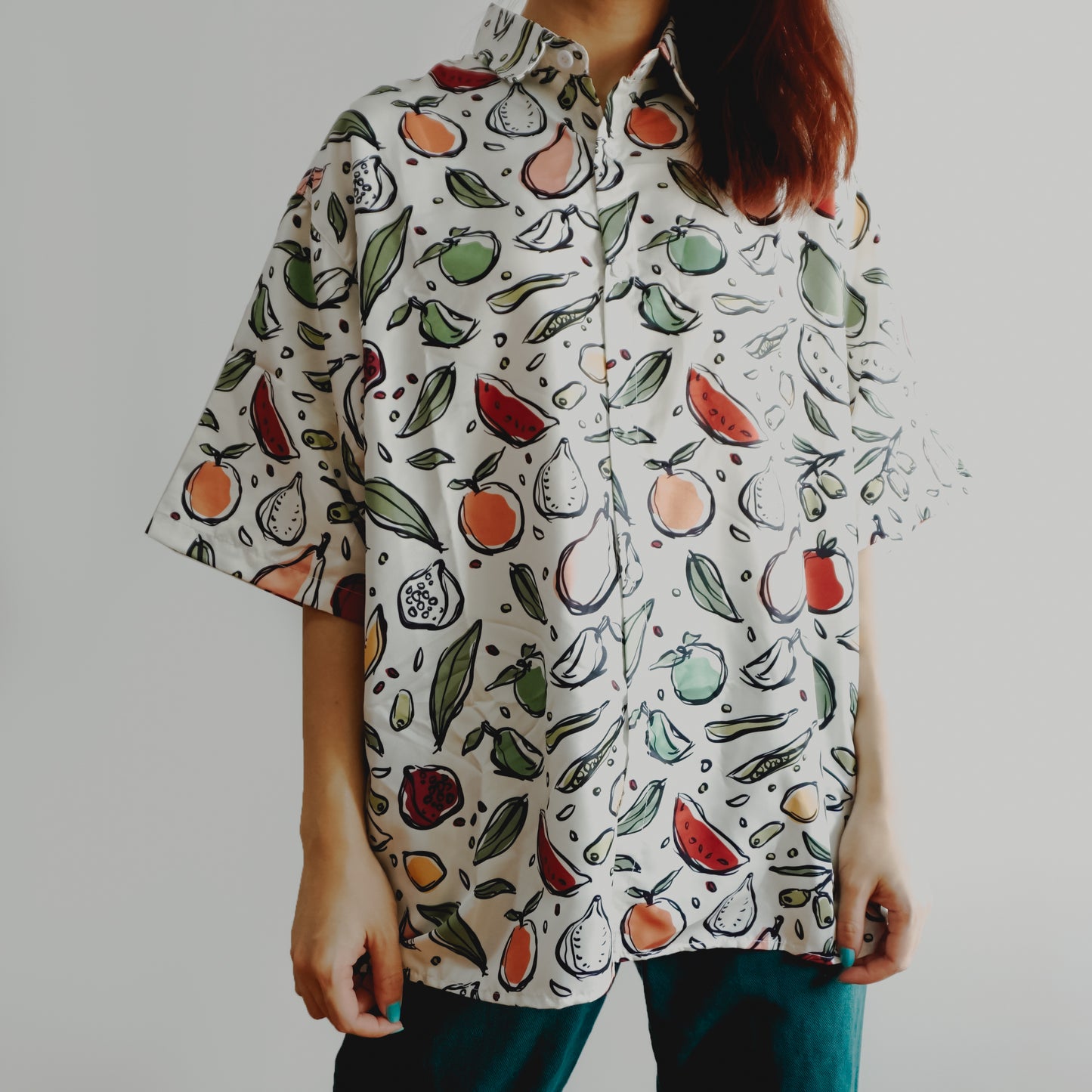 Fruity Button Up Shirt (White)