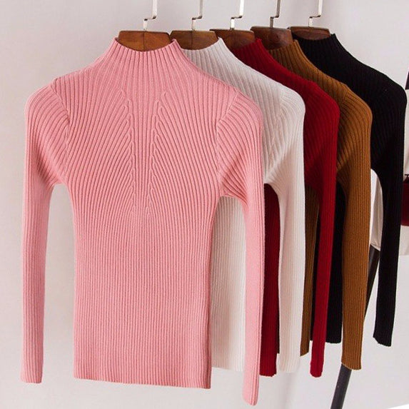 Ribbed Mock Neck Sweater (5 Colors) – Megoosta Fashion