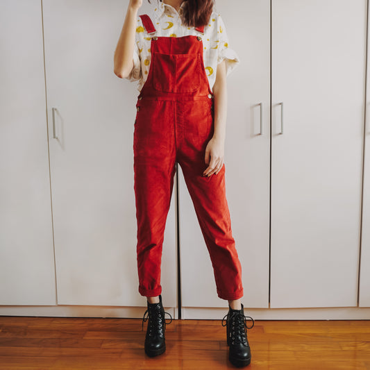 Corduroy Overalls (Deep Red)