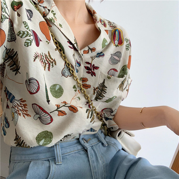 Plants & Veggies Button Up Shirt (White)